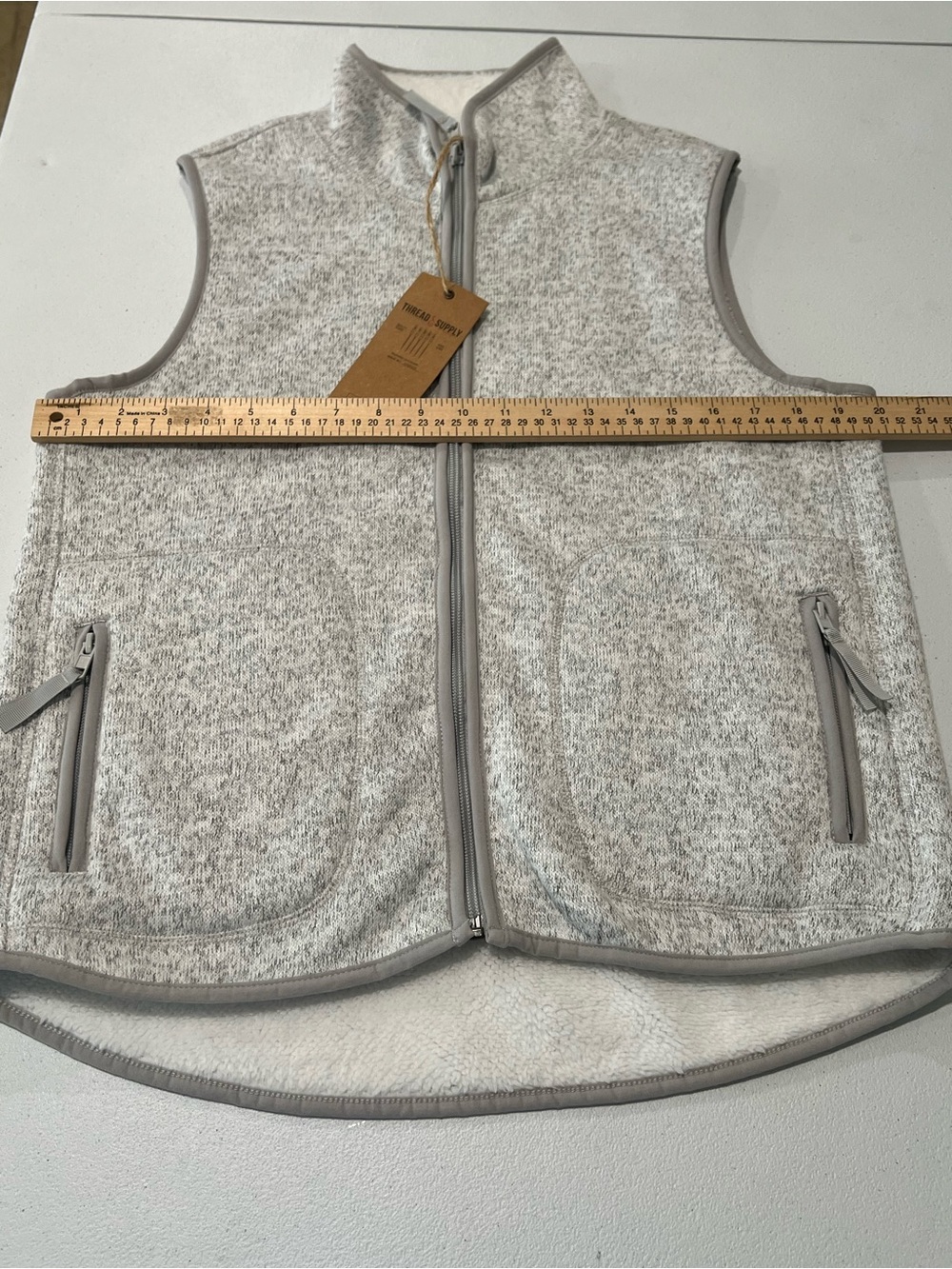 Thread & Supply Heather Gray Zip Vest with Sherpa Lining M - Picture 11 of 12